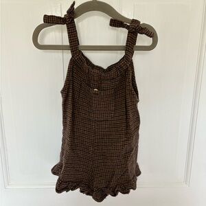 Toddler Plaid Sleeveless Romper with Bow Straps
